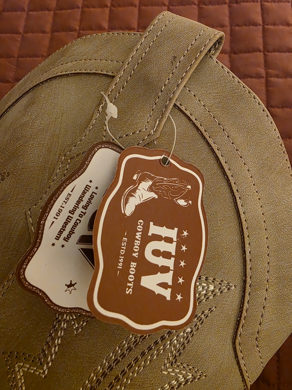 Taupe Western Style Women’s Heeled Cowboy Boots NWT   US 9.5 - Picture 4 of 5